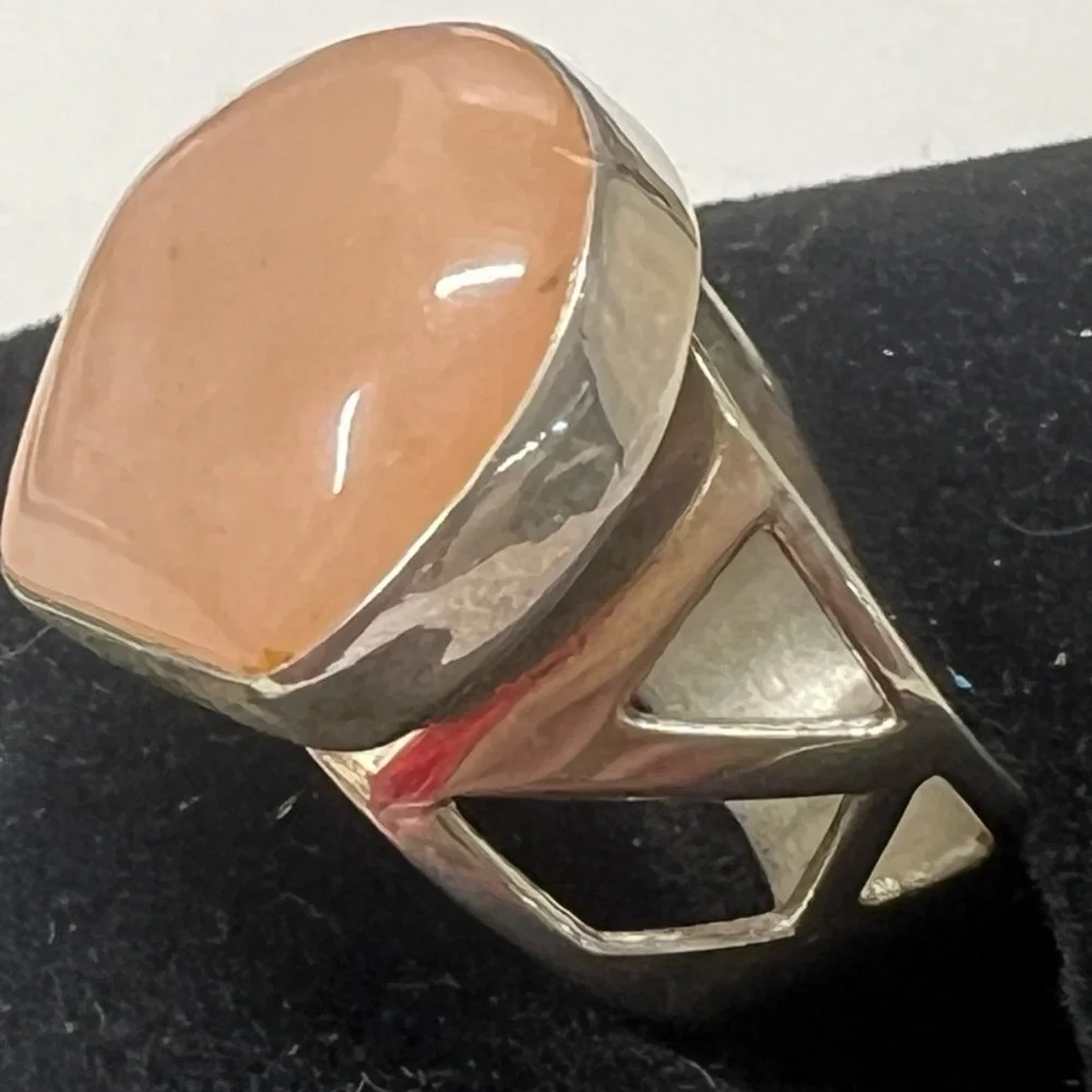 Vintage Jay King Sterling Signed DTR Navajo Old Pink Rose Quartz Ring